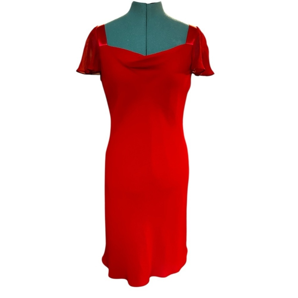 NWT Silk Trim Dress Jones New York Red 1990s Size 6 Sheath - Picture 2 of 12